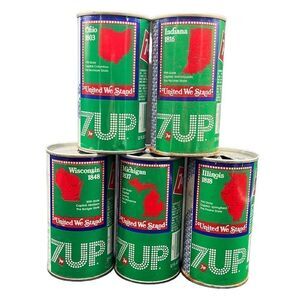 Vintage 7UP Cans United We Stand Lot of 5 East Central States Empty Movie Props